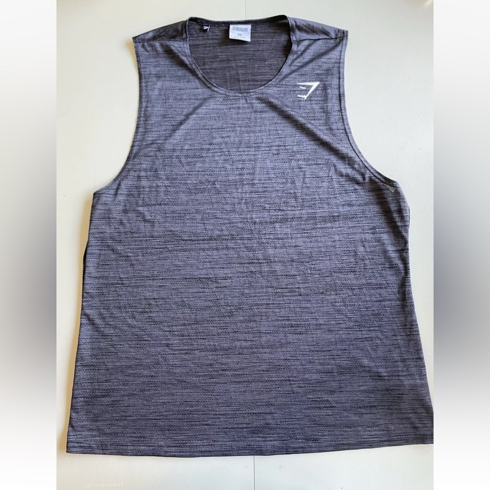 GymShark Tank Top Mens XXL Gray Gym Workout Logo Graphic Print Outdoor